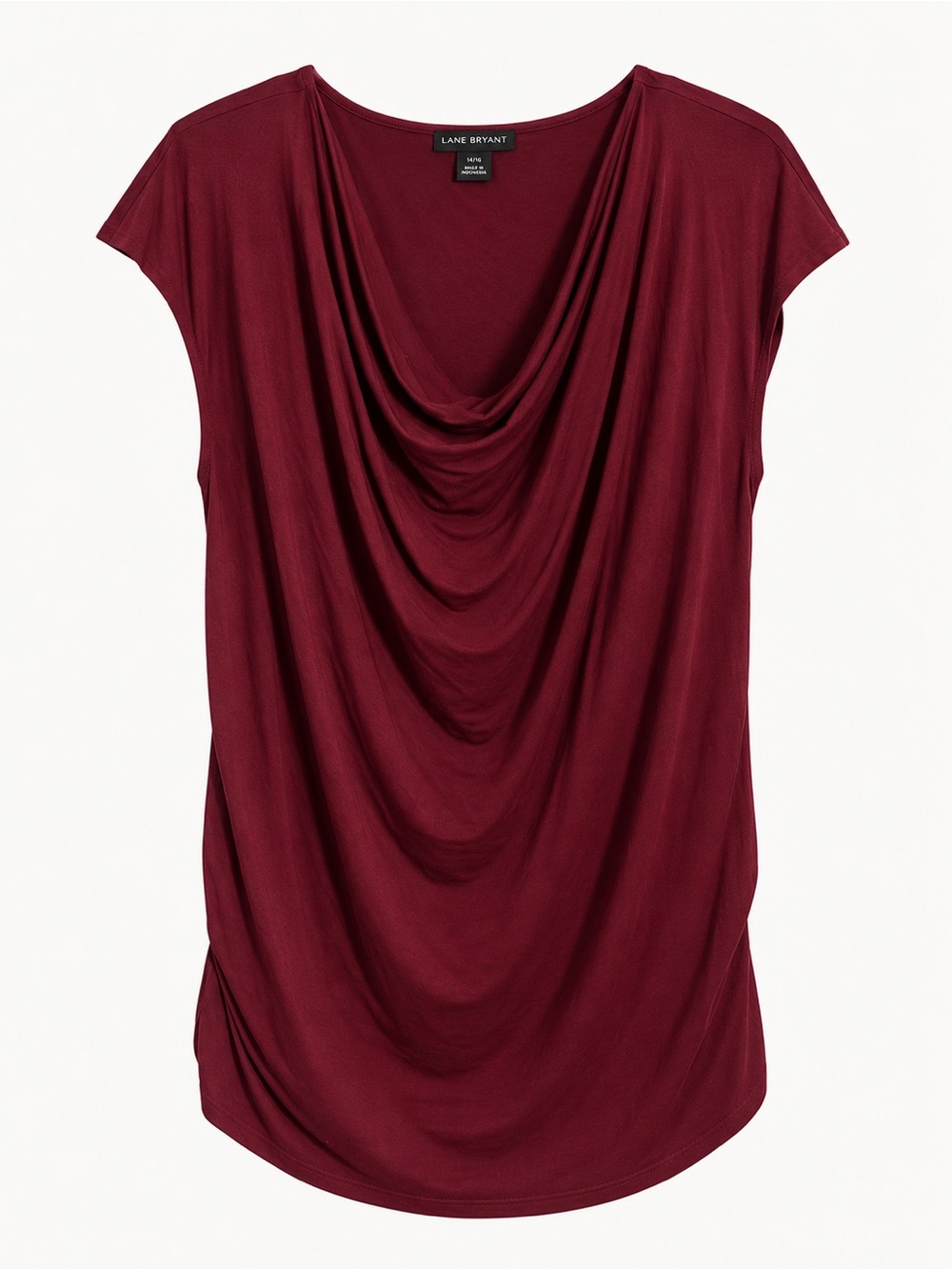 Lane Bryant 14/16 Burgundy Cowl Neck Draped Tunic Top